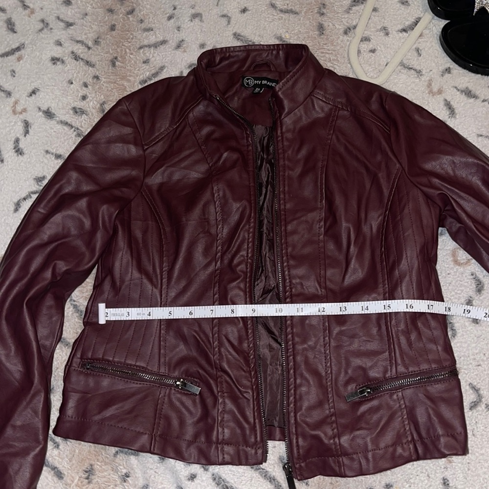 My Brand Maroon leather jacket size small.